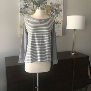 Anthropology Postmark Gray/White Striped Top